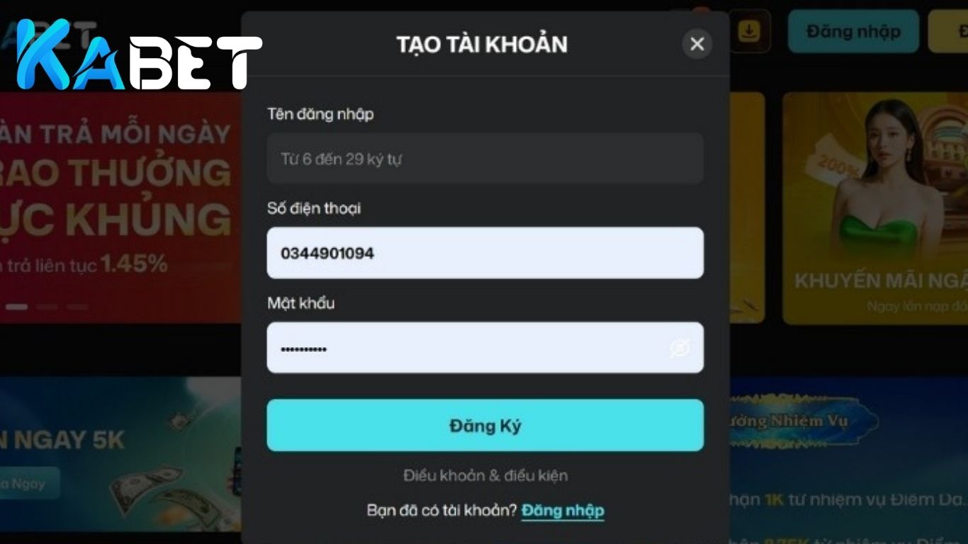 Hướng dẫn cách đăng ký và đăng nhập Kabet